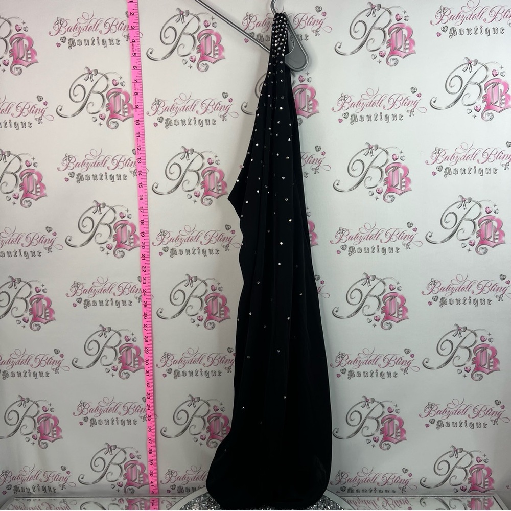 JS Boutique dress One-Shoulder Dress rhinestone crystals Detailing black